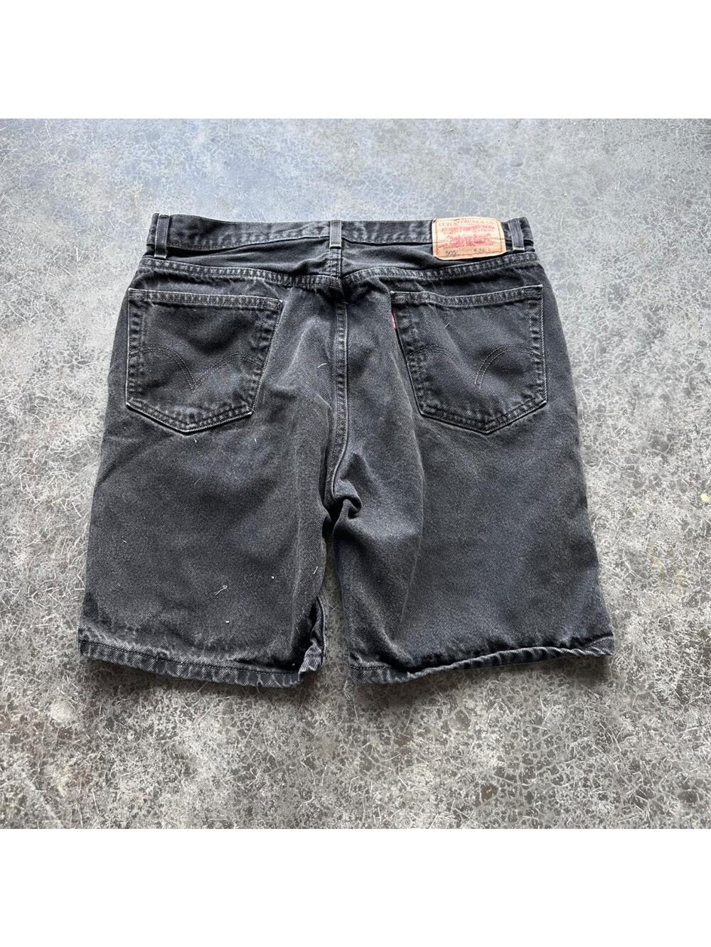 Y2K 2000s Levis Essential Black Denim baggy Summer Shorts 36''